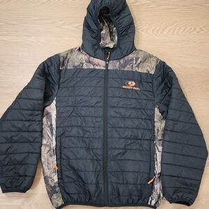 RealTree Jacket Womens 2X Black Puffer Jacket Mossy Oak Neon Camo Hunting Coat